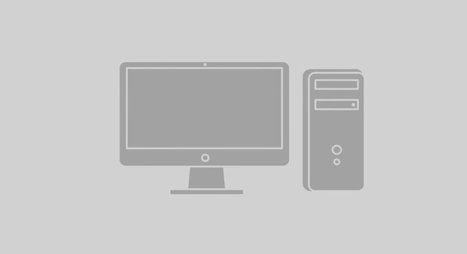 Desktop computer and tower unit icon, modern technology concept