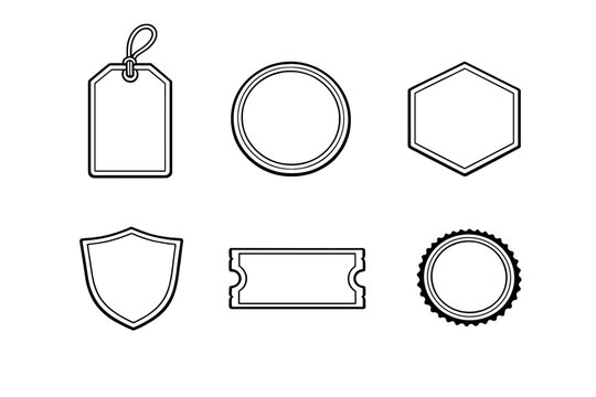 Various shapes of tags, labels, and badges in simple design layout without any colors or textures