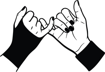 Obraz premium Pinky Swear Promise Illustration Featuring Two Hands Hooking Little Fingers Together for Friendship Trust Unity and Secret Commitment Concept Design
