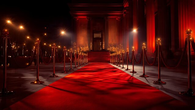 Grand red carpet leading to a throne in a dimly lit, majestic hall, evoking themes of power and prestige