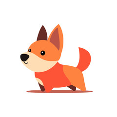 Obraz premium Cartoon Dog Character Illustration. Cute Puppy Standing on White Background. Minimalist Geometric Style Vector Clipart. Playful Pet Design for Kids Book, Sticker and Web.