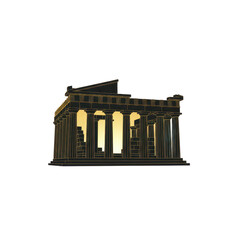 Fototapeta premium Ancient Greek Temple Ruins with Golden Glowing Outlines
