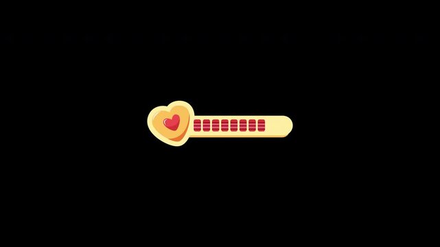 Health bar video game asset with heartshaped design on a transparent background aplha channel for vibrant game displays. Perfect for health indicators in video games.