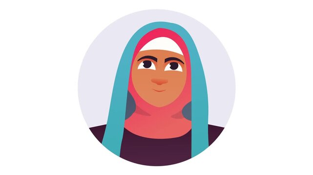 Animated portrait of a Muslim woman in hijab as modern avatar icon