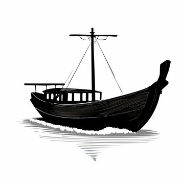 Viking Ship Sailing on Water.