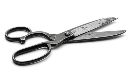 Fototapeta premium Scissors a Pair of Old Vintage Rusty Metal Tailors Cutting Tools on a Plain White Background