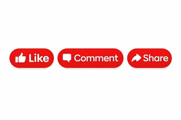 Fototapeta premium Three buttons for engaging with social media content on a platform