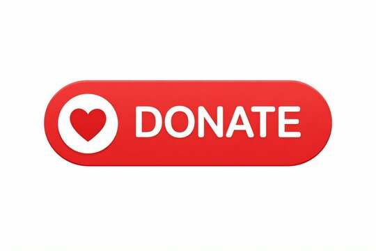 Red button with heart icon prompting for charitable donations