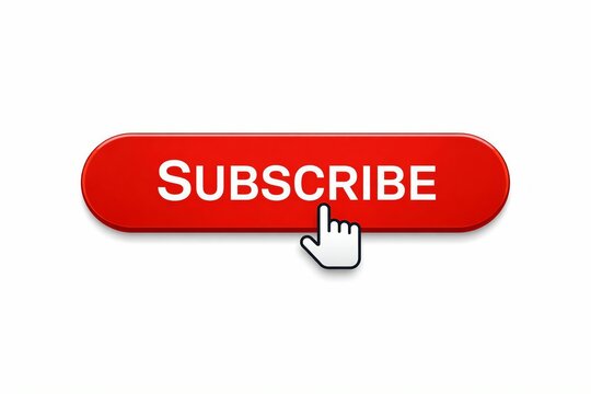 A red subscribe button with a hand cursor indicating a click action