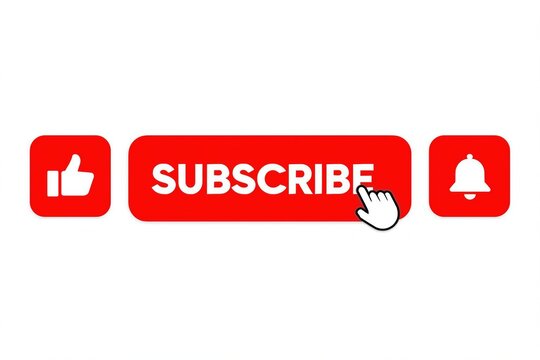A digital illustration showing a subscribe button being clicked on a social media platform