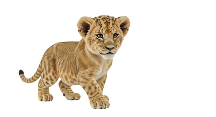 Obraz premium Lion cub standing alone isolated on transparent background