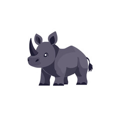 Fototapeta premium Cartoon Rhino Character Illustration. Cute Rhinoceros Standing. Animal Vector Drawing for Kids. Safari Wildlife Clipart Design Element isolated on White background. Rhinos in cartoon style.