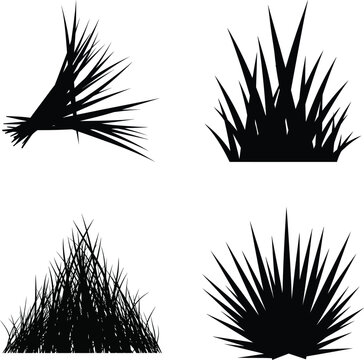 Collection of four grass silhouettes in various artistic styles