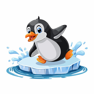 Pinguin rutscht auf Eis