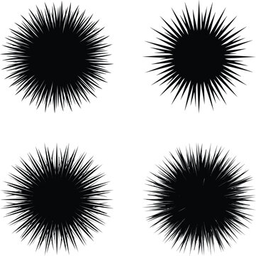 Abstract spiky starburst shapes set vector illustration graphic elements