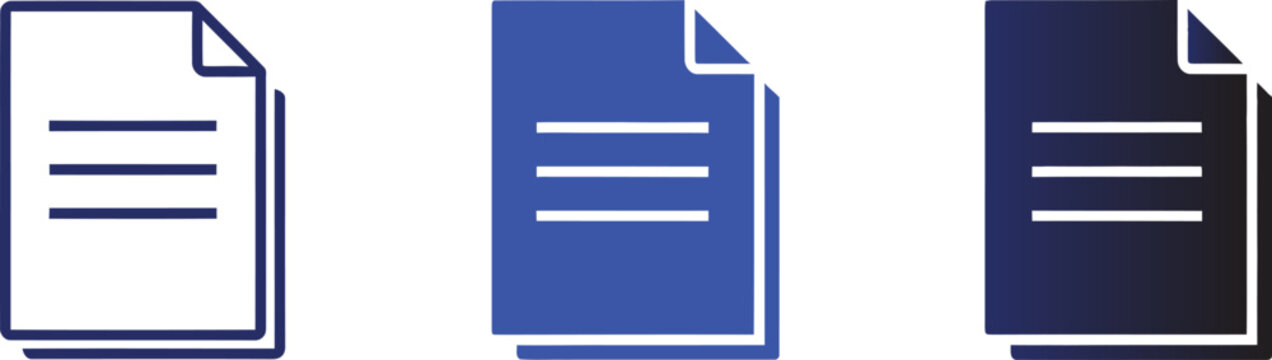 Document files icon with stacked papers. Symbol of data, information and documentation for business reports, office workflow, digital records, file management systems and user interface design.
