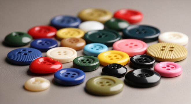 Assorted buttons macro commercial diversity