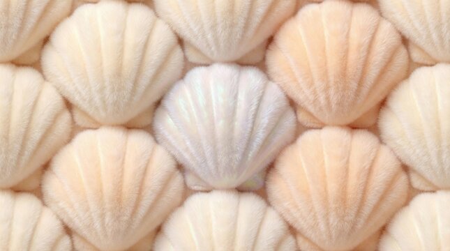 Soft, fluffy, and iridescent seashell pattern with pastel colors
