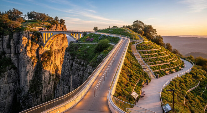 Bridge connecting uneven cliffs equity