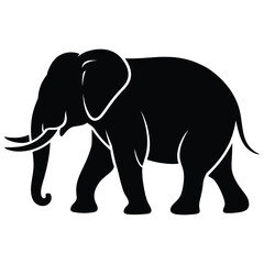 Fototapeta premium A striking black silhouette of an african elephant walking forward conveying strength and grace silhouette