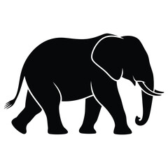 Fototapeta premium A striking black silhouette of an african elephant walking forward conveying strength and grace silhouette