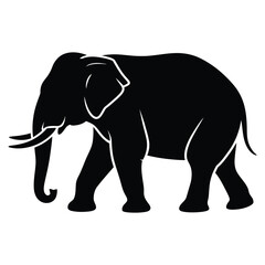Fototapeta premium A striking black silhouette of an african elephant walking forward conveying strength and grace silhouette