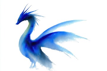 Fototapeta premium Elegant Dragon Design in Flowing Ink Colors With a Minimalist Style on White Background