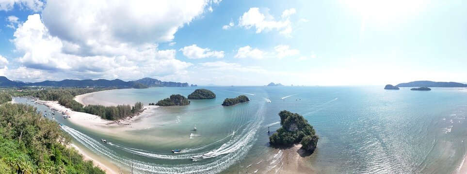 Aerial Noppharat Thara Beach Krabi Thailand coastline panorama