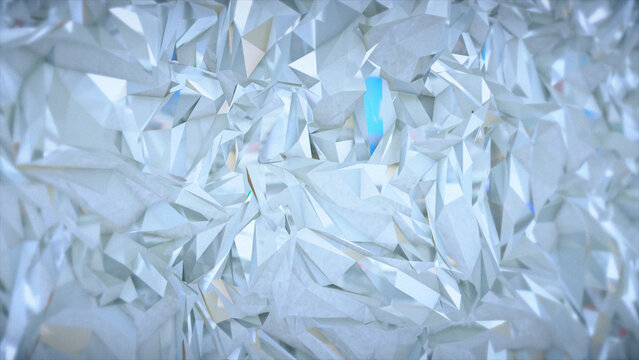 Close up shows sharp, clear crystal structures.