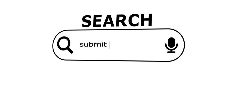 Search bar interface with magnifying glass and submit button. Digital web concept search interface icon.