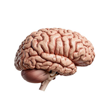 Illustration showing a human brain with the cerebrum, cerebellum, and brainstem