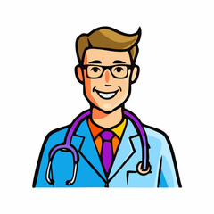Fototapeta premium Smiling doctor with stethoscope around neck.