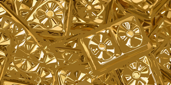 Golden abstract pattern resembling stacked computer diskettes
