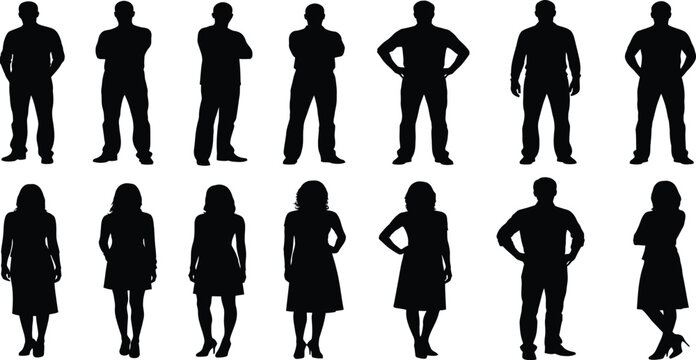 Collection of diverse human silhouette icons for design and illustration