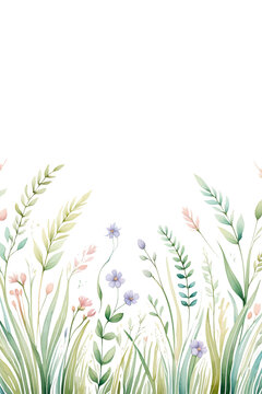 floral background with grass