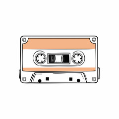 Naklejka premium Vintage Cassette Tape Illustration on White.