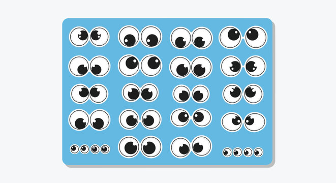Fun googly eyes sticker sheet illustration for kids