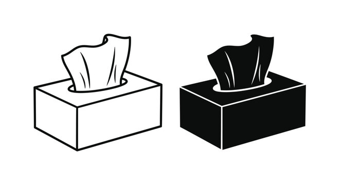 Two tissue boxes one light and one dark in a stark silhouette