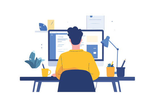 man in the office working computer desk