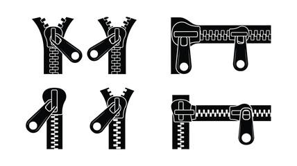 Black zipper icons in varying stages a striking silhouette © Md