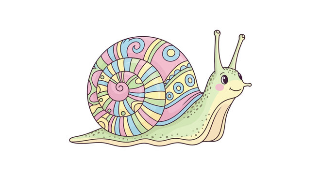Colorful Snail Shell Detailed Illustration.