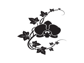 Fototapeta premium Sophisticated orchid and ivy logo silhouette for luxury boutique businesses