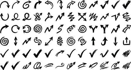 Obraz premium A collection of various black arrows and symbols on a white background