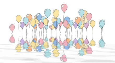 Colorful Balloons Floating in Air. © Berry