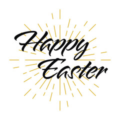 Fototapeta premium Happy Easter Elegant Script with Gold Sunburst Vector