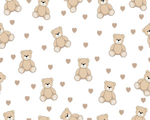 Fototapeta premium repeating teddy bear set design creative hand drawn decorative