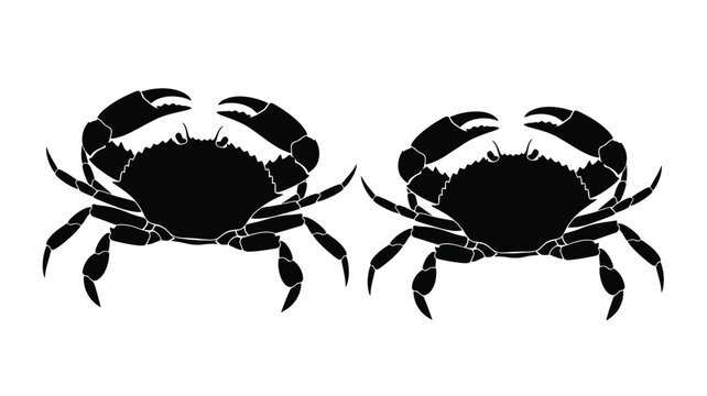 Two black crab illustrations presented as a striking silhouette
