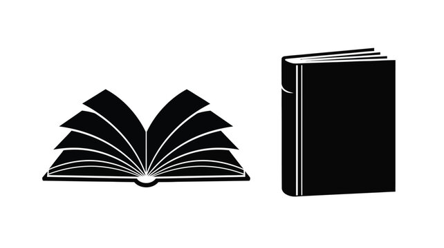 Open book and closed book icons presented as a striking silhouette