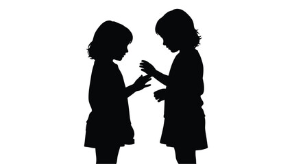 Two young girls exchange a small gift a striking silhouette © MDShawon