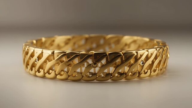 Luxurious and intricate gold chain bracelet featuring a unique interlinked design
